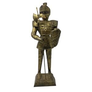 Handmade Metal Knight Suit of Armor Sculpture 15″ Tall Medieval Armor Art